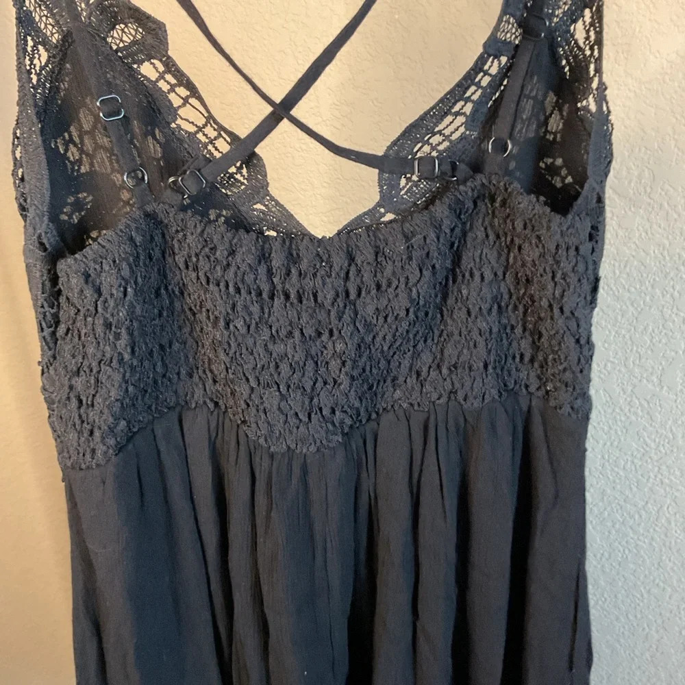 Listicle Womens Knee Length‎ Crochet Tank Dress Sleeveless Size Small- Black - Picture 4 of 5